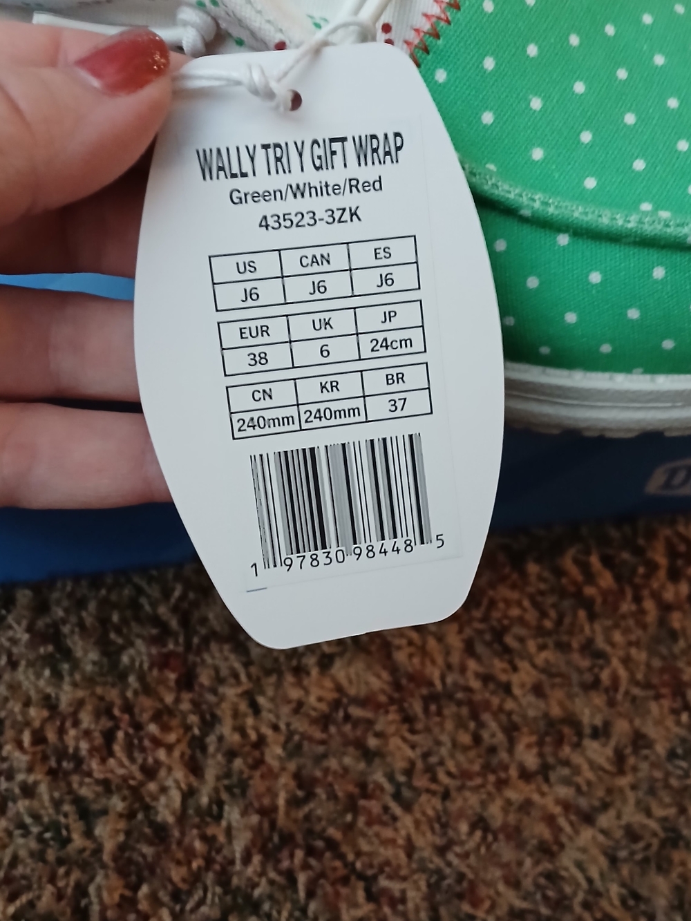 Hey Dude Green, Red & White Festive Polka Dot Slip-Ons - Picture 2 of 2